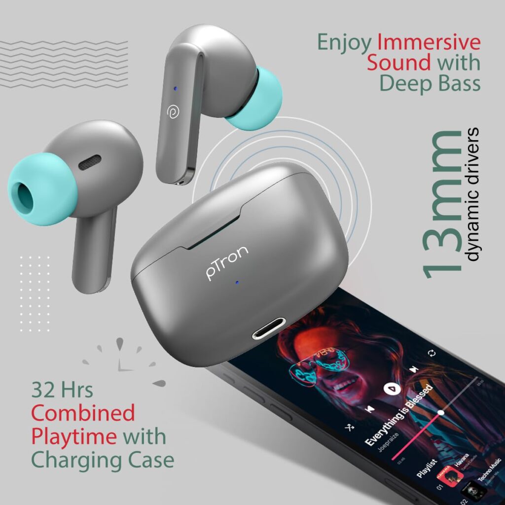 pTron Bassbuds Duo in-Ear Wireless Earbuds